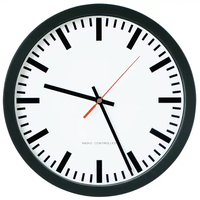 Wanduhr Funkuhr Ku.schwarz D.250mm 1,5V Balken D.250mm Markenware