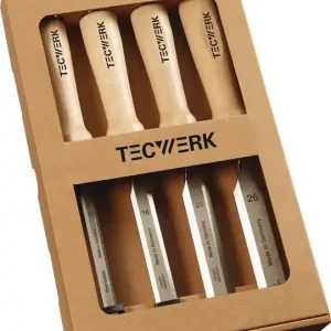 Sichere Zahlung Stechbeitelsatz 10,16,20,26mm Weißbuchenh.Ulmer Form 4-tlg.Fensterkarton TECWERK