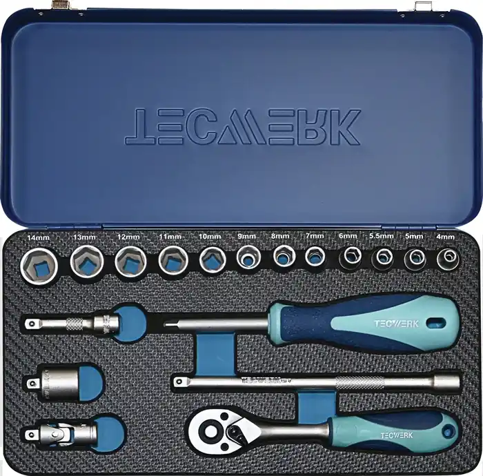 Mega-Angebot Steckschlüsselsatz 18-tlg.1/4 Zoll SW 4-14mm Z.20 6KT TECWERK