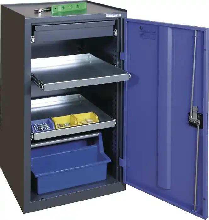 Werkzeug-/Beistellschrank H1000xB500xT500mm 1Schubl.,2Bd.anthrazit/blau TECWERK Preiswert
