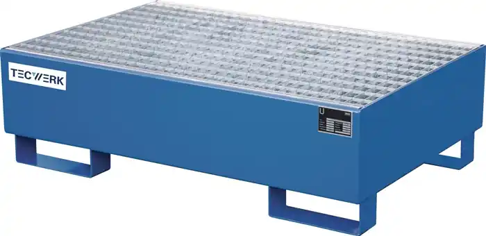 Auffangwanne 215l L1200xB800xH360mm Stahlbl.m.Gitterrost blau TECWERK Abverkauf