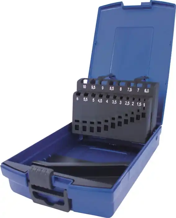 Preisknaller Leerkassette f.Spiralbohrer DIN 338 Abm.1-10mm steig.um 0,5mm 19-tlg.Ku.TECWERK
