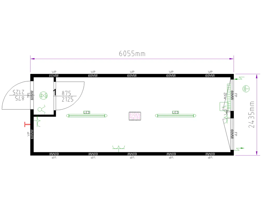 CONTAINEX Bürocontainer CLASSIC Line BM20' 6.055 x 2.435 x 2.800 mm - inkl. Windfang Sonderangebot
