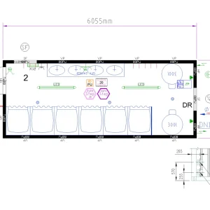 CONTAINEX Duschcontainer SU20' 6.055 x 2.435 x 2.800 mm - 6 Duschen Sale