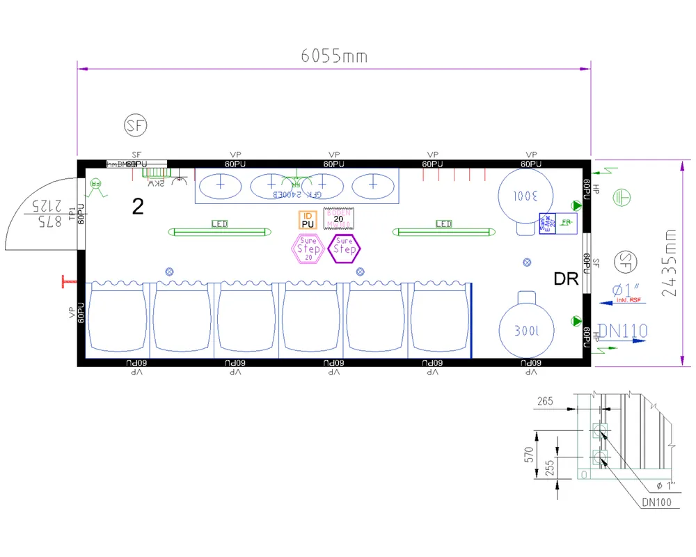 CONTAINEX Duschcontainer SU20' 6.055 x 2.435 x 2.800 mm - 6 Duschen Sale