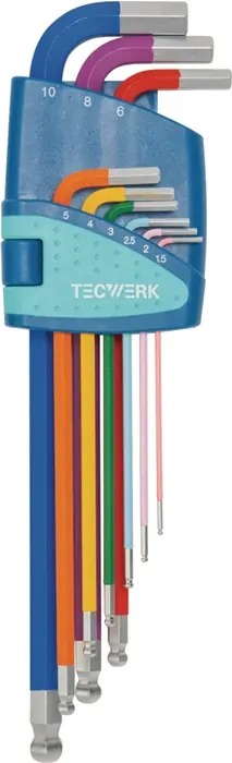 Neue Kollektion Winkelschraubendrehersatz 9-tlg.Ku.-Halter SW 1,5-10mm lang farbcod.,Kugelk.TW