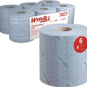 Finale Aktion Putztuch WYPALL L10 7407 L.ca.380xB.ca.183mm blau 1-lagig,perforiert,RCS 6 RL/KT