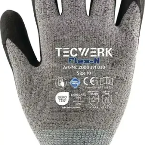 Ausverkauf Handschuhe FlexN Gr.9 grau/schwarz EN 388 PSA II TECWERK VE: 12 Paare