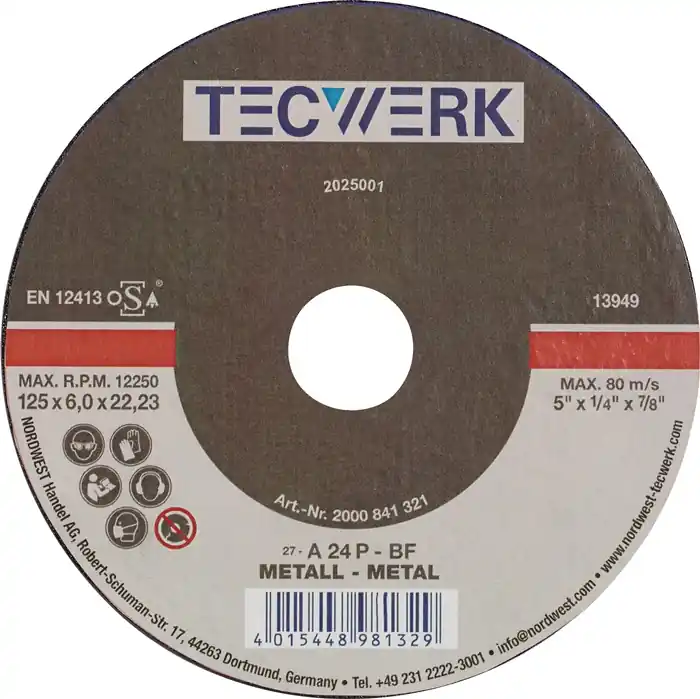 Neu Im Sortiment Schruppscheibe D180xS8mm gekr.STA Bohr.22,23mm TECWERK VE: 10 Stück