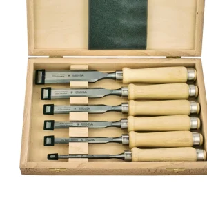 ULMIA Stechbeitel-Satz in Holzkassette mit hellen Holzheft - 6, 10, 12, 16, 20 und 26 mm Heißes Angebot