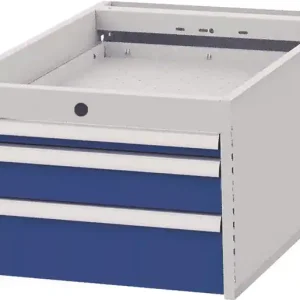 Echt Schubladenschrank H358xB541xT736mm 3Schubl.lichtgrau/signalblau
