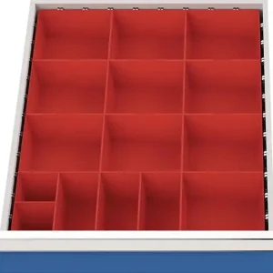 Günstig Schubladenunterteilungsmaterial Front-H.75-100mm 15 Kleinteilekästen