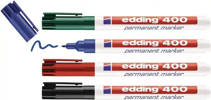 Permanentmarkerset edding 400 schwarz/rot/blau/grün Strich-B.1mm Rundspitze Begrenztes Angebot