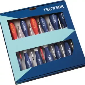 Schraubendrehersatz XXL 13-tlg.Schlitz/PH/PZD/TX Mehrkomponentengriffe TECWERK Top-Angebot