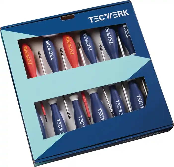 Schraubendrehersatz XXL 13-tlg.Schlitz/PH/PZD/TX Mehrkomponentengriffe TECWERK Top-Angebot