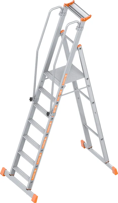 Markenprodukt Layher Plattformleiter TOPIC 1074 einseitig begehbar BG Bau gefördert