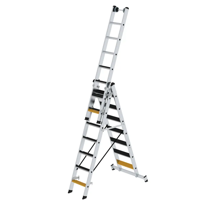 Zertifiziert MUNK Stufen-Mehrzweckleiter 3-teilig mit nivello® Traverse und Clip-Step R13