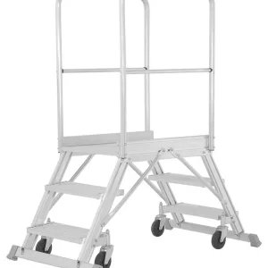 Markenware HYMER Podesttreppe fahrbar - beidseitig begehbar - BG Bau gefördert