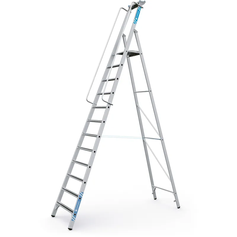 Top-Angebot ZARGES Gebördelte Stufen-Stehleiter Meistertritt S - Aluminium natur