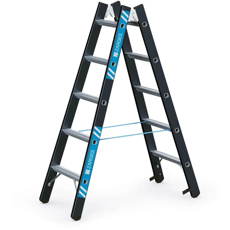 ZARGES Gebördelte Sprossen-Stehleiter Megastep B - Aluminium eloxiert Neu