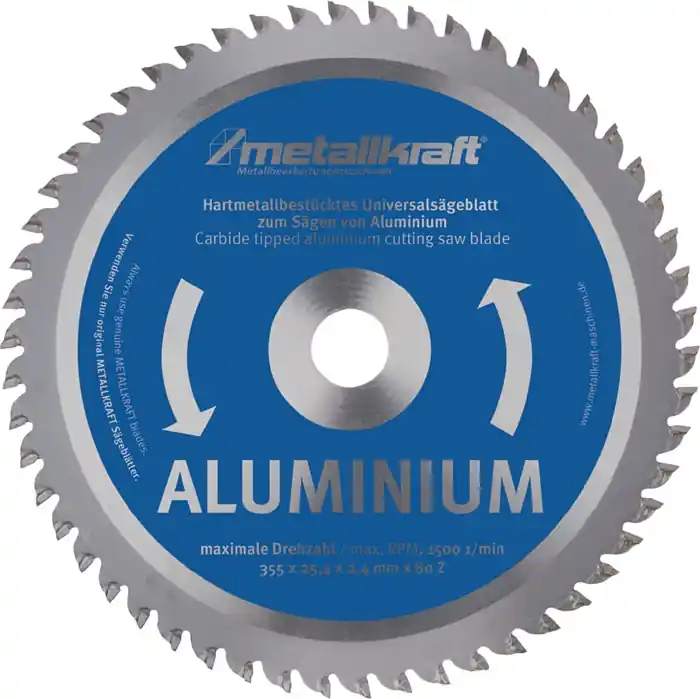 Letzte Chance Metallkreissägeblatt Alu.D.355mm B.2,4mm HM Bohrungs-D.25,4mm Z.80 METALLKRAFT