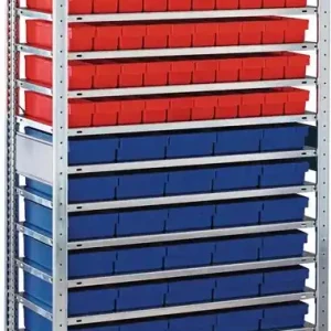 Günstig Steckregal H2000xB1000xT500mm Grundregal 16 Böden 70xL 500mm rot/40xL 500mm blau