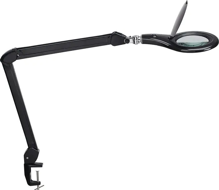 Solange Der Vorrat Reicht LED-Lupenleuchte Glaslinse 127mm (5 Zoll) Tischklemme schwarz