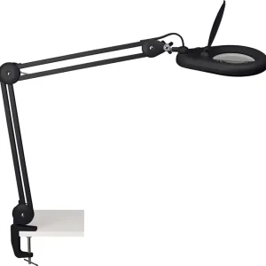 LED-Lupenleuchte Glaslinse 127mm 5 Zoll Standfuß schwarz m.Abdeckung,runder Kopf Direktkauf