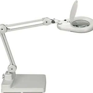 Nur Für Kurze Zeit LED-Lupenleuchte Glaslinse 127mm (5 Zoll) Standfuß weiß m.Abdeckung,runder Kopf