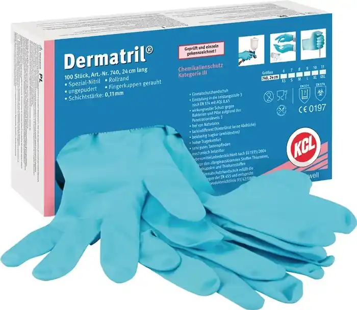 Einw.-Handsch.Dermatril 740 Gr.10 blau Nitril 100 St./Box Neuheit