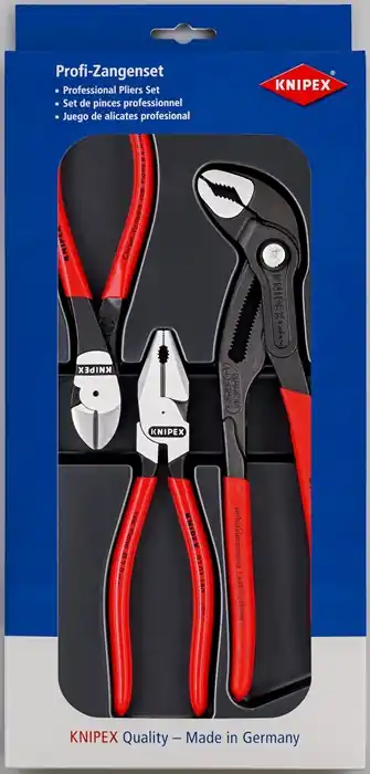Bestpreis Zangensatz Kraft-Paket Inh.3tlg.pol.Kunststofftiefziehteil KNIPEX