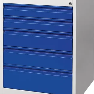 Sonderangebot Schubladenschrank BK 600 H800xB600xT600mm grau/blau 5 Schubl.Einfachauszug