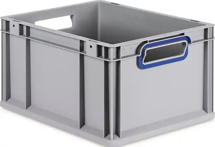 Günstig Transportstapelbehälter L400xB300xH220mm grau PP offener Griff blau