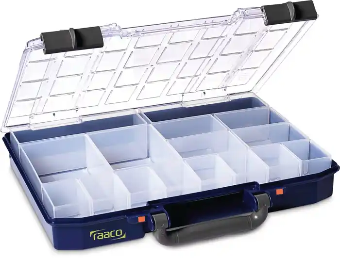 Sortimentskasten CarryLite 55 4x8-16 B337xT278xH57mm 16 Fächer blau RAACO Garantierte Lieferung