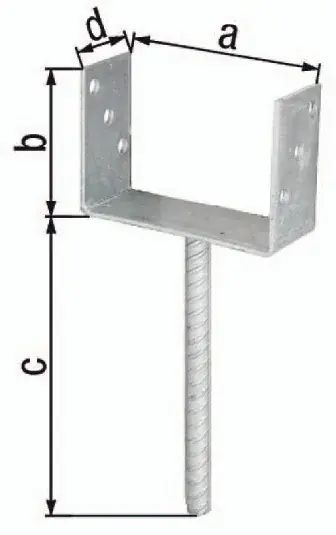 U-Pfostenträger ETA-10/0210 81x100x200x60mm TZN m.Betonanker a.Riffelstahl GAH Preisreduziert