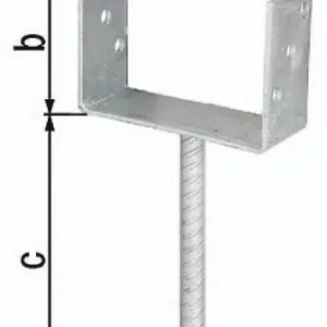 Rabatt U-Pfostenträger ETA-10/0210 141x100x200x60mm TZN m.Betonanker a.Riffelstahl GAH