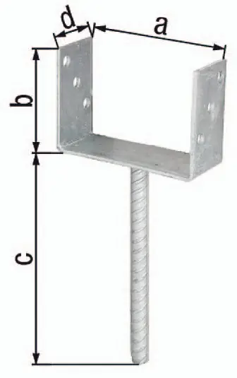 Rabatt U-Pfostenträger ETA-10/0210 141x100x200x60mm TZN m.Betonanker a.Riffelstahl GAH