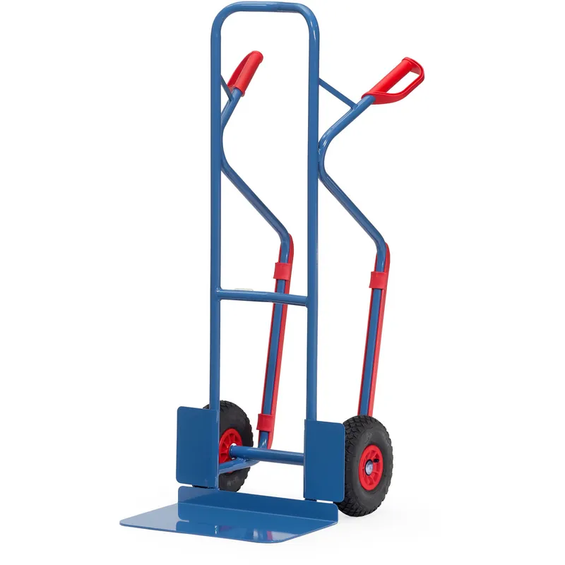 Begrenztes Angebot fetra Stappelkarre pulverbeschichtet blau/RAL 5007 mit Kunststoff-Gleitkufen