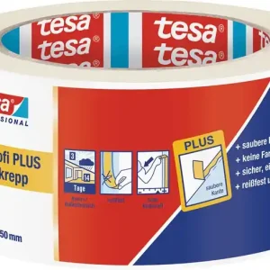 Knallerangebot Malerkreppband 4306 Profi PLUS leicht gekreppt hellbeige L.50m B.50mm Rl.TESA VE: 6 Rollen
