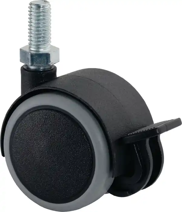 Neu Kunststoffdoppelrolle m.Festst.D.50mm Trgf.50kg M10x20 Ku.grau BS ROLLEN