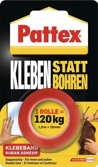 Montageband Kleben statt Bohren transl.L.1,5m B.19mm Rl.PATTEX VE: 10 Rollen Preiswert
