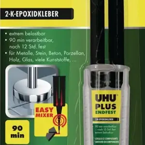 2K-Epoxidharzklebstoff PLUS ENDFEST 15g gelblich Doppelspritze UHU VE: 6 Stück Direktkauf