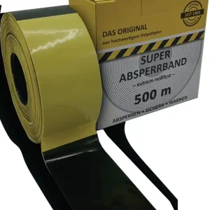 Absperrband L.500m B.80mm gelb/schwarz geblockt 500m/Karton KELMAPLAST Top-Angebot
