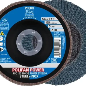 Fächerscheibe POLIFAN Z SG POWER STEELOX D.125mm K.60 INOX ZK Ausf.kon.PFERD VE: 10 Stück Wochenendangebot