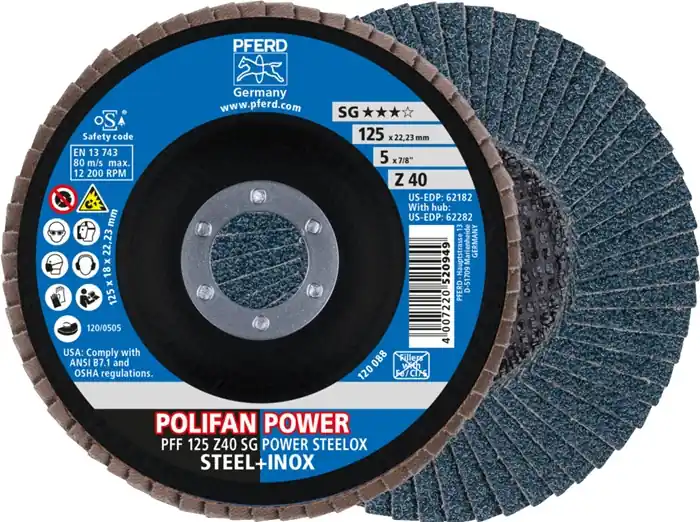 Letzte Chance Fächerscheibe POLIFAN Z SG POWER STEELOX D.125mm K.40 INOX ZK Ausf.fl.PFERD VE: 10 Stück