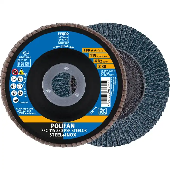 Top-Seller Fächerscheibe POLIFAN Z PSF STEELOX D.115mm K.80 kon.STA/INOX ZK PFERD VE: 10 Stück