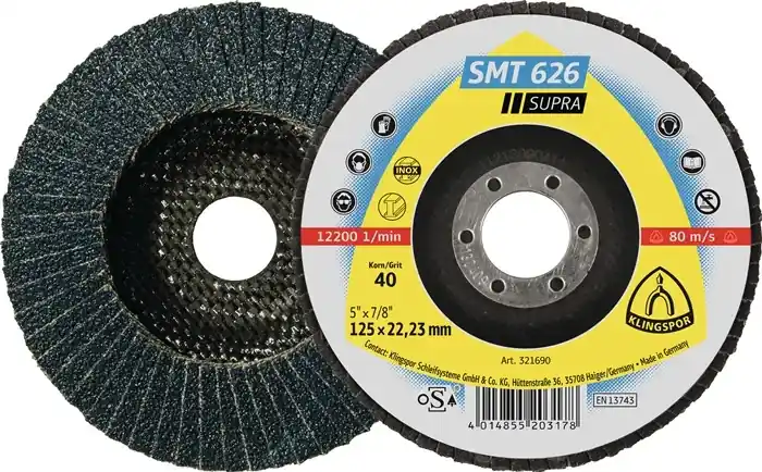 Zertifiziert Fächerscheibe SMT 626 Supra D.125mm K.60 6Grad kon.INOX ZK VE: 10 Stück