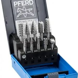 Ausverkauf Frässtifteset 81 Schaft-D.6mm 10-tlg.HSS 3 bruchfeste Ku.-Box PFERD