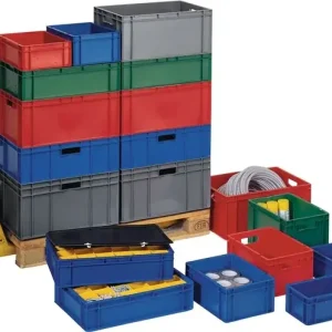 Begrenztes Angebot Transportstapelbehälter L400xB300xH175mm grün PP Seitenwände geschl.LA-KA-PE