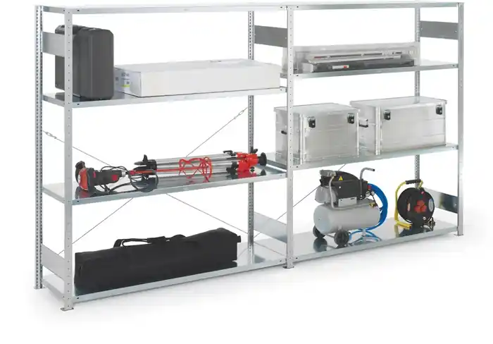 Großfachsteckregal H2000xB1700xT600mm Anbauregal 4 Stahl-Bd.verz.silber META Jetzt Kaufen